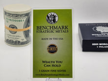Load image into Gallery viewer, 1 Grain Pure Silver Bar Benchmark Silver in Colored Cards Assay Card .999
