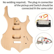 Load image into Gallery viewer, DIY 6 String Flame Shaped Style Electric Guitar Kits with Mahogany Body, Maple Neck and Accessories
