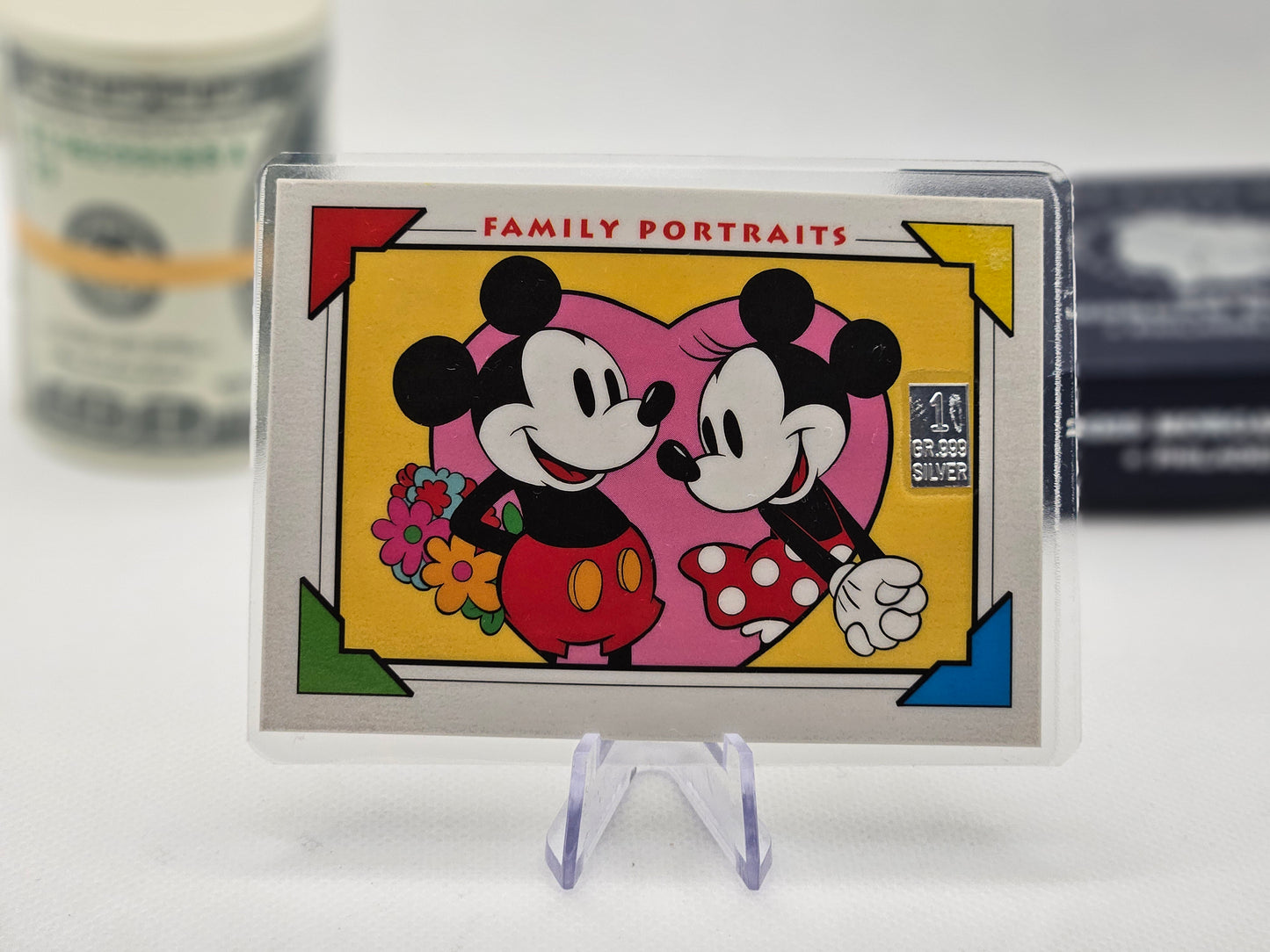 1 Grain Pure Silver Bar Disney Silver in Colored Card Assay Card .999 Mickey Mouse Bar