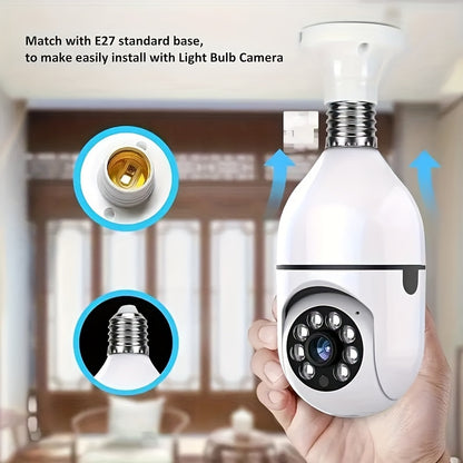 1pc Smart Light Bulb Security Camera, E27 Base, 360° Panoramic View, Motion Detection, Two-Way Audio, Indoor/Outdoor, Enhanced Home Safety