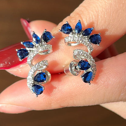 1 Pair of Dazzling Zircon Inlay Flower Stud Earrings - 925 Silver Plated, Boho Elegant Design, Hypoallergenic Zinc Alloy, Perfect for Party, Holiday, and Gift Giving