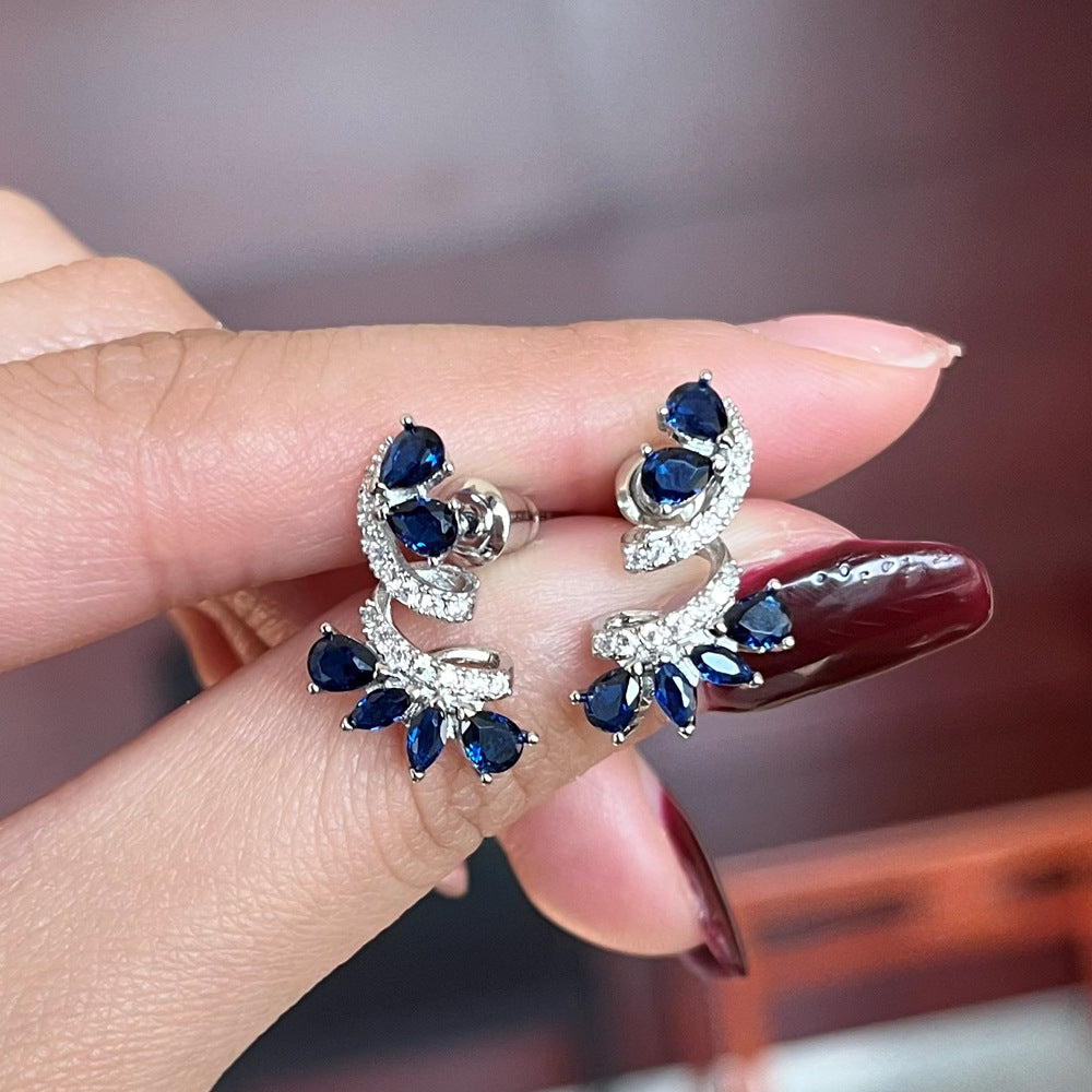1 Pair of Dazzling Zircon Inlay Flower Stud Earrings - 925 Silver Plated, Boho Elegant Design, Hypoallergenic Zinc Alloy, Perfect for Party, Holiday, and Gift Giving