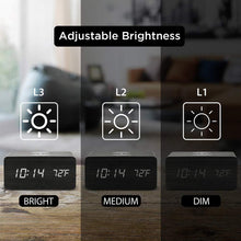 Load image into Gallery viewer, Digital Wooden Alarm Clock With Wireless Charging For Phone, 0-100% Dimmer, Dual Alarm, Weekend Mode, Snooze, Wood LED Clocks For Bedroom, Bedside, Desk
