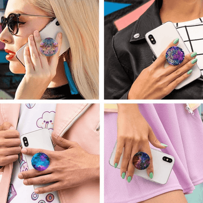 12pcs Color Graphic Expanding Phone Mount Grip Holder For Cellphone, Collapsible Stand Finger Holder For Smartphone And Tablet