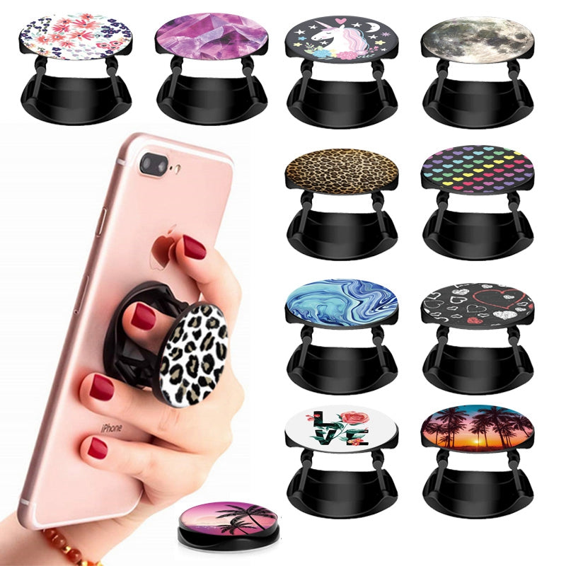 12pcs Color Graphic Expanding Phone Mount Grip Holder For Cellphone, Collapsible Stand Finger Holder For Smartphone And Tablet