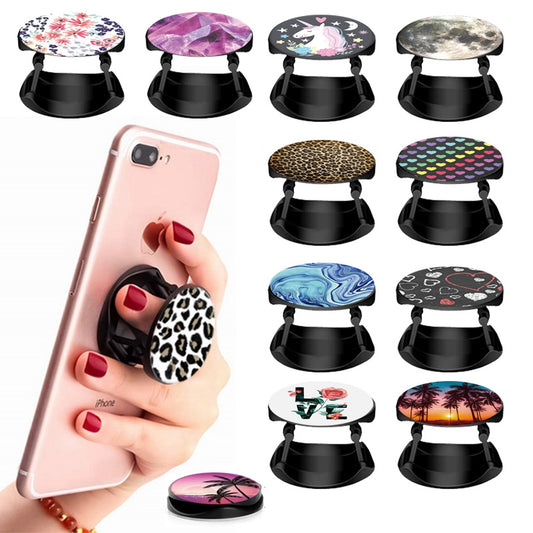12pcs Color Graphic Expanding Phone Mount Grip Holder For Cellphone, Collapsible Stand Finger Holder For Smartphone And Tablet