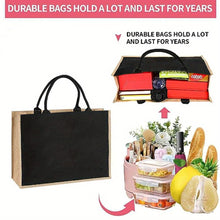 Load image into Gallery viewer, Women'S Reusable Jute Tote Bags with Floral Print - Large Capacity Shopping Bags, Black with Golden Letters (K, M, I, N), Durable Shoulder Bags for Groceries &amp; Shopping, Shopping Bag|Decorative Tote|Durable Handle, Tote Bag
