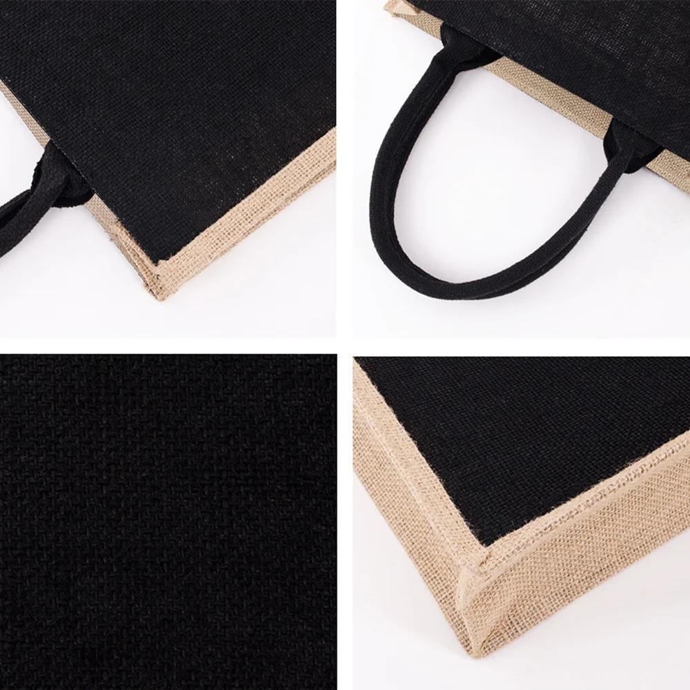 Women'S Reusable Jute Tote Bags with Floral Print - Large Capacity Shopping Bags, Black with Golden Letters (K, M, I, N), Durable Shoulder Bags for Groceries & Shopping, Shopping Bag|Decorative Tote|Durable Handle, Tote Bag