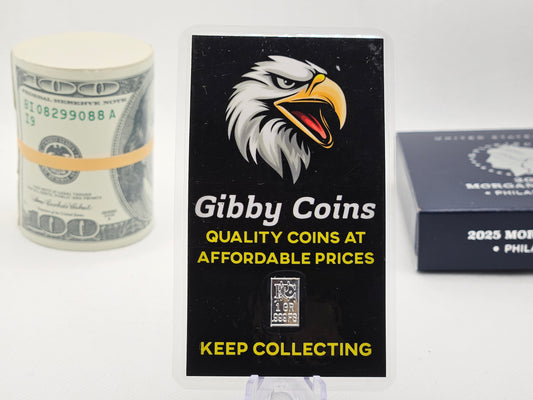 1 Grain Pure Silver Bar Silver in Colored Card Assay Card .999 Eagle Head