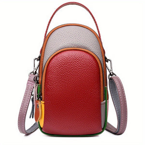 Mini Crossbody Cellphone Bag - High-Quality Genuine Leather, Fashionable Handbag for Women, Stylish Shoulder Bag with Adjustable Strap, Spacious Messenger Sac for Mobile Phones and Essentials - Designer Fashion Accessory