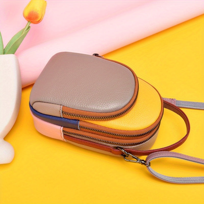 Mini Crossbody Cellphone Bag - High-Quality Genuine Leather, Fashionable Handbag for Women, Stylish Shoulder Bag with Adjustable Strap, Spacious Messenger Sac for Mobile Phones and Essentials - Designer Fashion Accessory