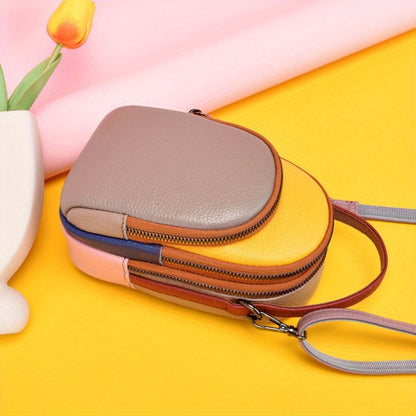Mini Crossbody Cellphone Bag - High-Quality Genuine Leather, Fashionable Handbag for Women, Stylish Shoulder Bag with Adjustable Strap, Spacious Messenger Sac for Mobile Phones and Essentials - Designer Fashion Accessory
