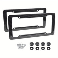 Load image into Gallery viewer, 2 Pieces High-Quality Carbon Fiber Textured Universal US/CA Standard Size License Plate Frame Covers - Car Accessories
