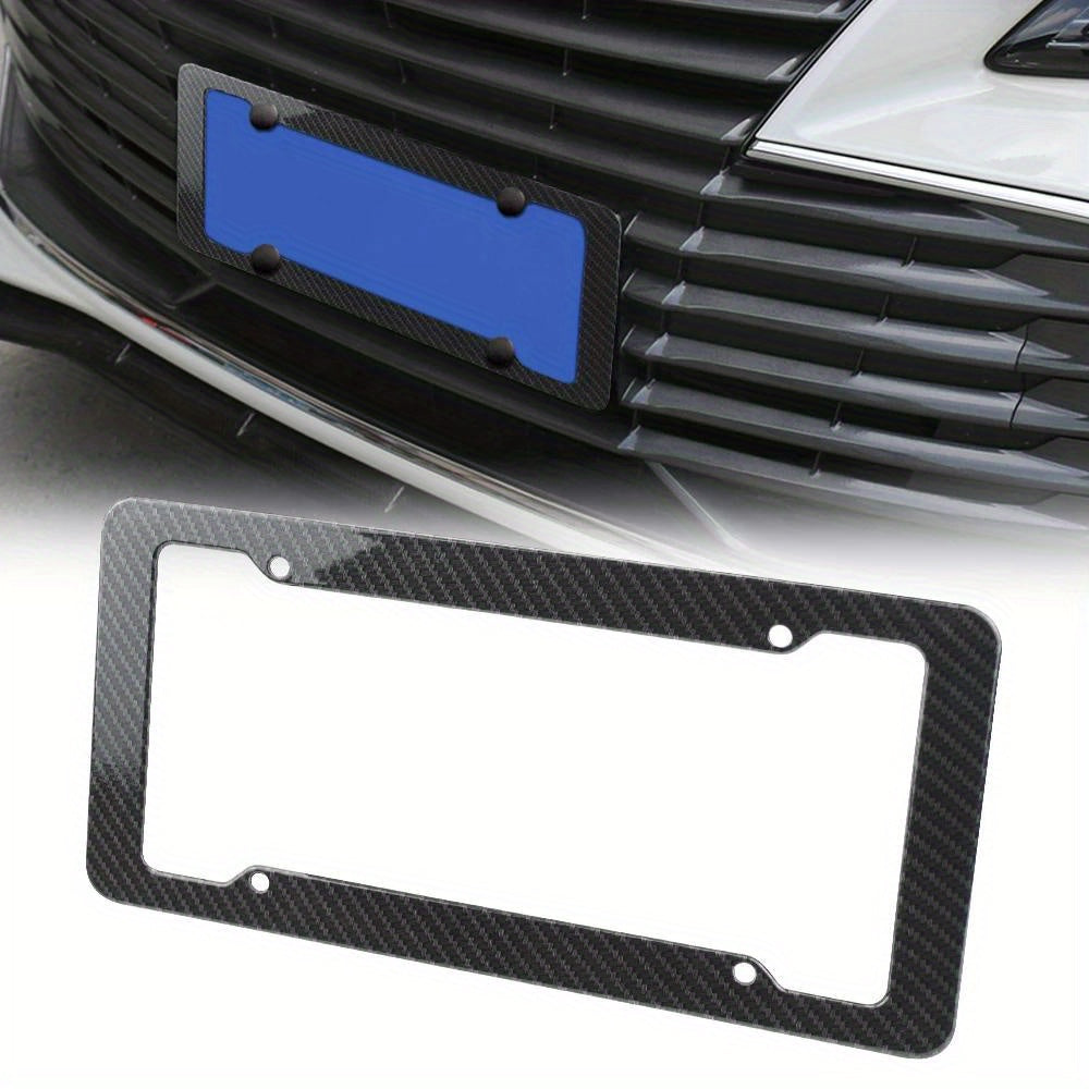 2 Pieces High-Quality Carbon Fiber Textured Universal US/CA Standard Size License Plate Frame Covers - Car Accessories