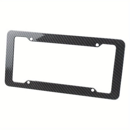2 Pieces High-Quality Carbon Fiber Textured Universal US/CA Standard Size License Plate Frame Covers - Car Accessories