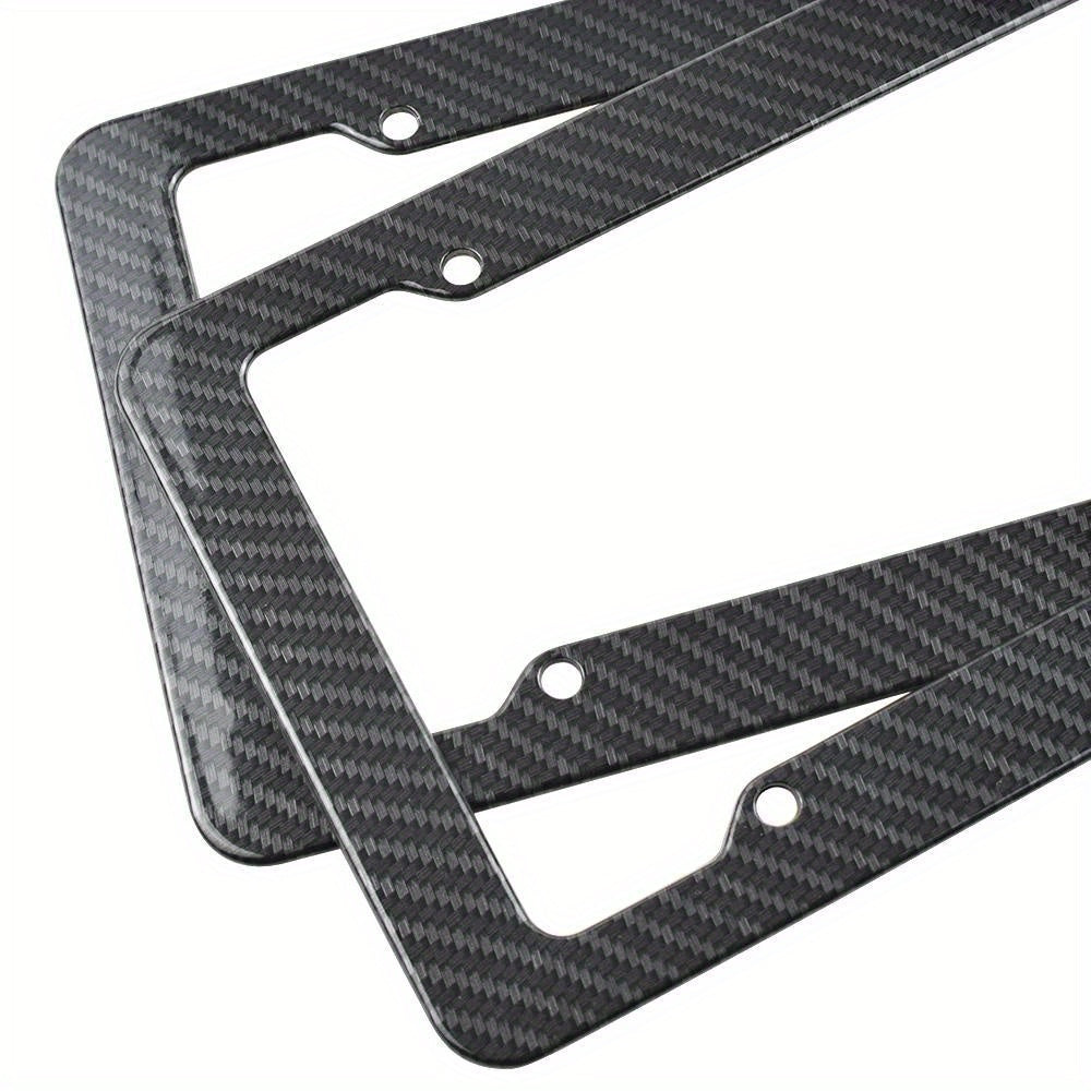 2 Pieces High-Quality Carbon Fiber Textured Universal US/CA Standard Size License Plate Frame Covers - Car Accessories