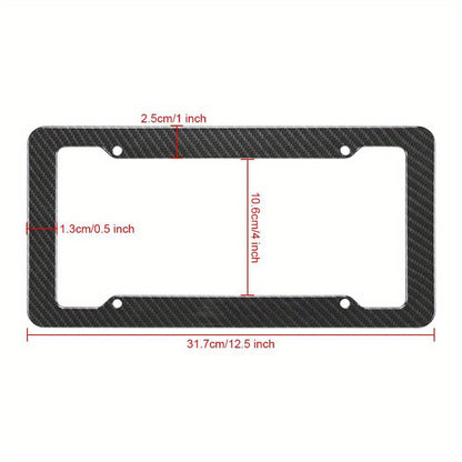 2 Pieces High-Quality Carbon Fiber Textured Universal US/CA Standard Size License Plate Frame Covers - Car Accessories