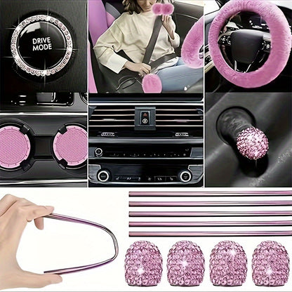 35pcs car seat set plush pendant steering wheel universal car accessories interior set - the perfect choice for fashionable ladies
