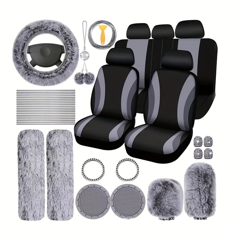 35pcs car seat set plush pendant steering wheel universal car accessories interior set - the perfect choice for fashionable ladies