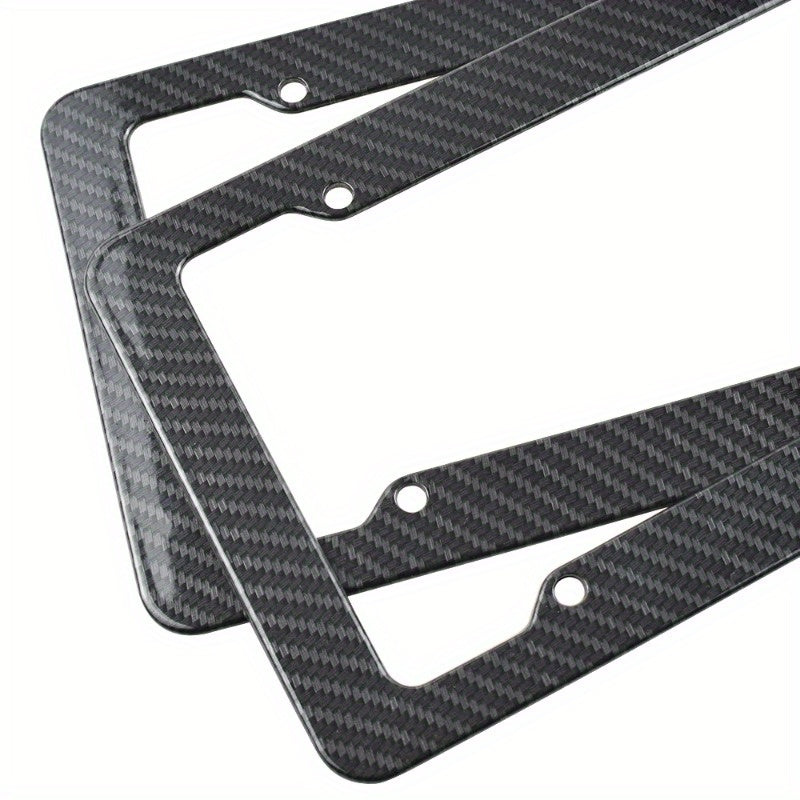 2 Pieces High-Quality Carbon Fiber Textured Universal US/CA Standard Size License Plate Frame Covers - Car Accessories