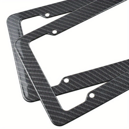 2 Pieces High-Quality Carbon Fiber Textured Universal US/CA Standard Size License Plate Frame Covers - Car Accessories