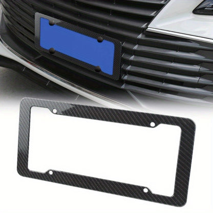2 Pieces High-Quality Carbon Fiber Textured Universal US/CA Standard Size License Plate Frame Covers - Car Accessories