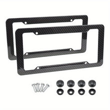 Load image into Gallery viewer, 2 Pieces High-Quality Carbon Fiber Textured Universal US/CA Standard Size License Plate Frame Covers - Car Accessories
