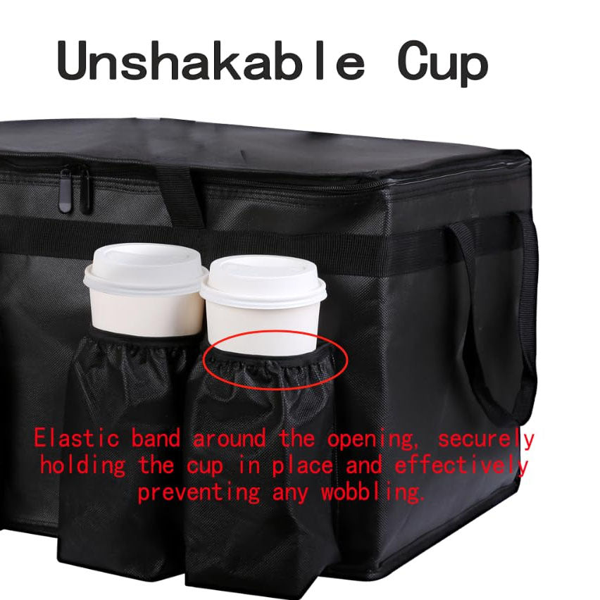Premium Xxxl Insulated Food Delivery Bag With Cup Holders - 22.8X14X15" | Perfect For Doordash, Beverages, Groceries & Pizza | Commercial Grade Hot And Cold Storage