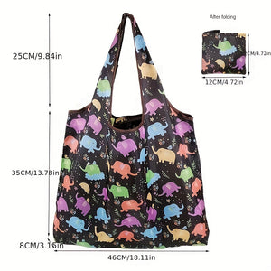 2 Reusable Polyester Shopping Bags - Foldable, Lightweight, Portable Handbag with Rectangular Shape, Used for Groceries And Storage.
