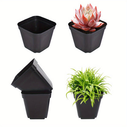 100 PCS 4" Square Seedling Pots Nursery Seeds Starting Plants Cuttings Plastic
