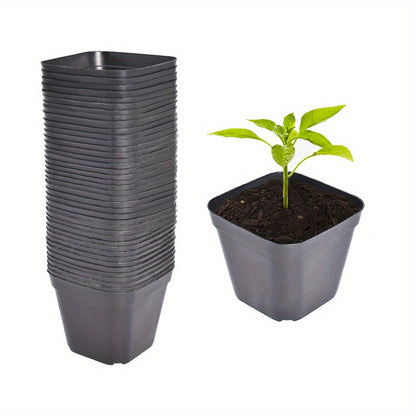 100 PCS 4" Square Seedling Pots Nursery Seeds Starting Plants Cuttings Plastic