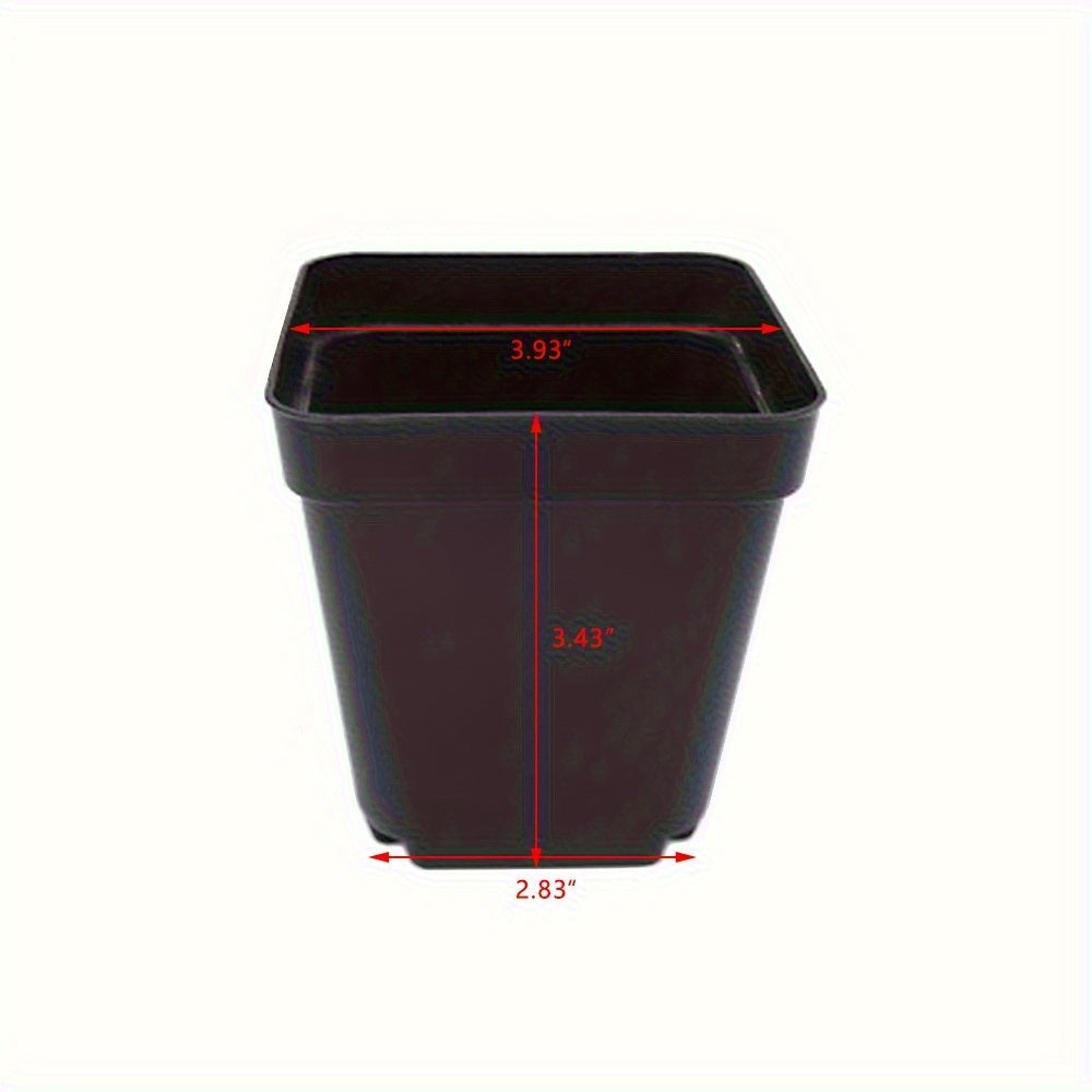 100 PCS 4" Square Seedling Pots Nursery Seeds Starting Plants Cuttings Plastic