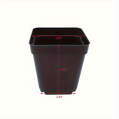 100 PCS 4" Square Seedling Pots Nursery Seeds Starting Plants Cuttings Plastic