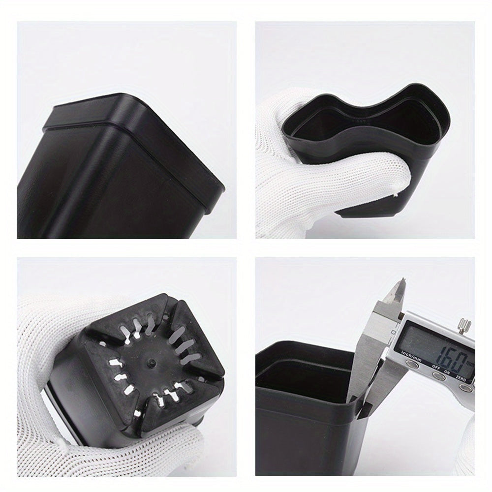 100 PCS 4" Square Seedling Pots Nursery Seeds Starting Plants Cuttings Plastic