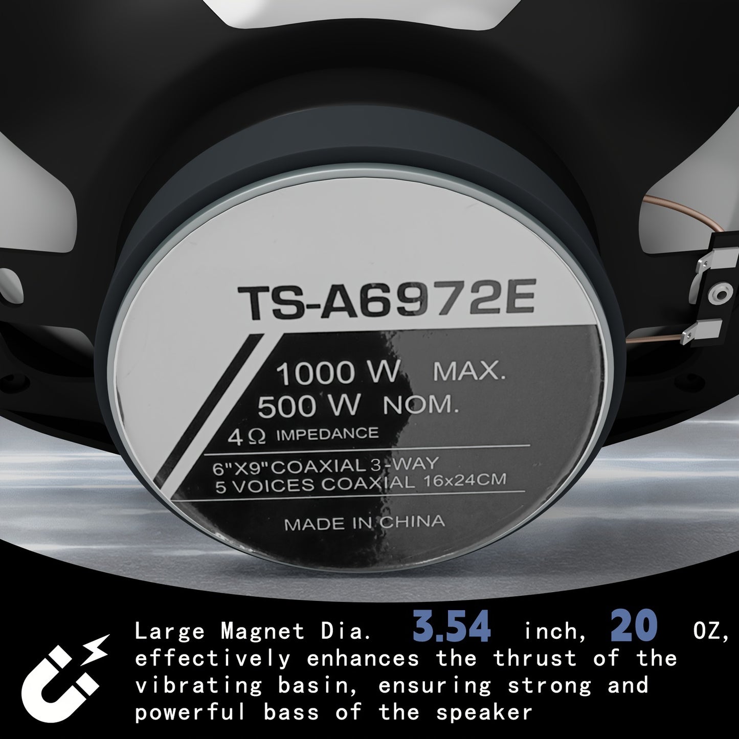 3 -Way Coaxial Car Audio Speakers, 6 X 9 Inch Car Audio Coaxial Speaker, 1000W Max Power, Mid-tweeter, Enhanced Bass Response Easy Installation Black Car Speakers