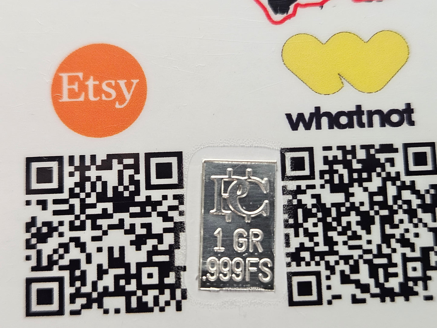 1 Grain Pure Silver Bar in Colored Card Assay Cross on Card .999 Silver Bars