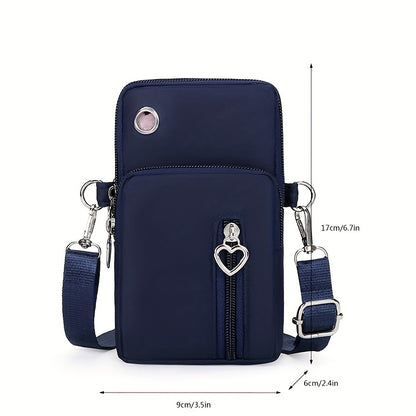 Mini Fashion Cellphone Bag, Trendy Zipper Crossbody Bag, Women's Casual Handbag, Card Holder & Purse