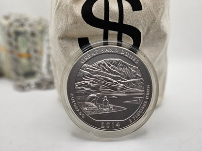 2014 Silver 5 oz Coin ATB w/Capsule Great Sand Dunes Colorado State Special Coin