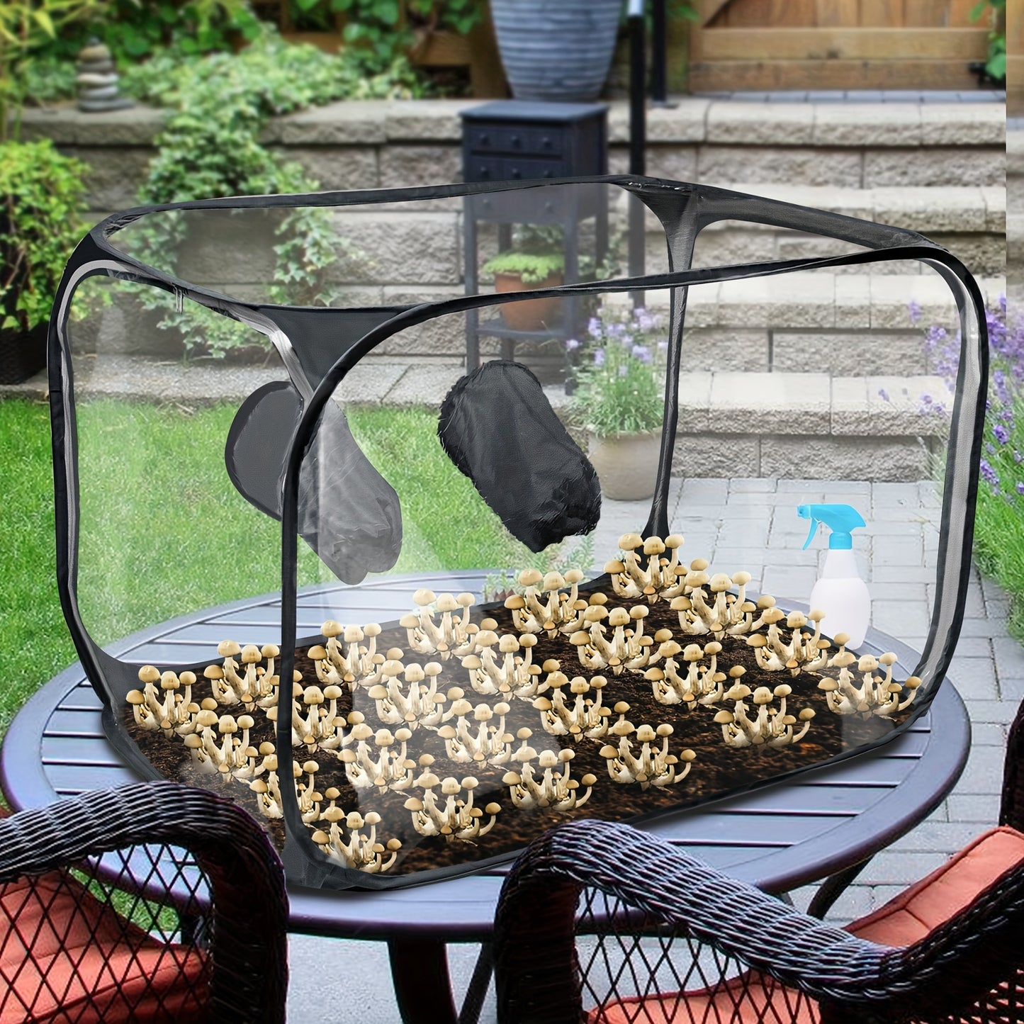 1pc PVC Mushroom Growing Still Air Box, Portable Foldable Pop Up Mushroom Grow Tent, Mushroom Growing Container