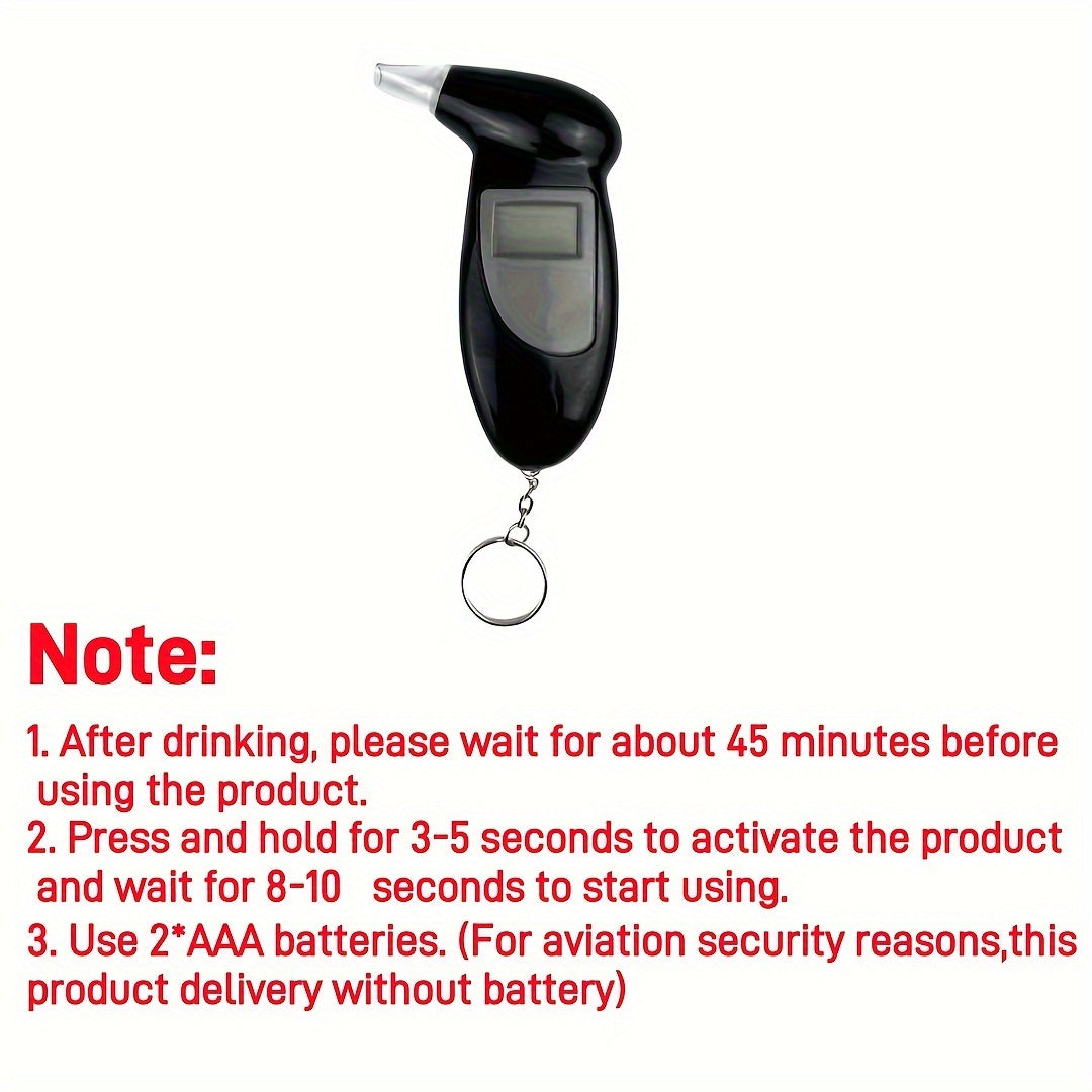 Portable Digital Breathalyzer - Accurate Blood Alcohol Content Test, Battery-Free Operation, Ideal for Car Accessories