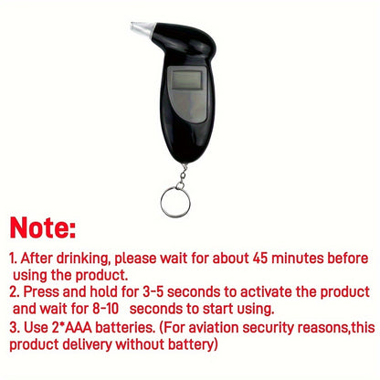 Portable Digital Breathalyzer - Accurate Blood Alcohol Content Test, Battery-Free Operation, Ideal for Car Accessories