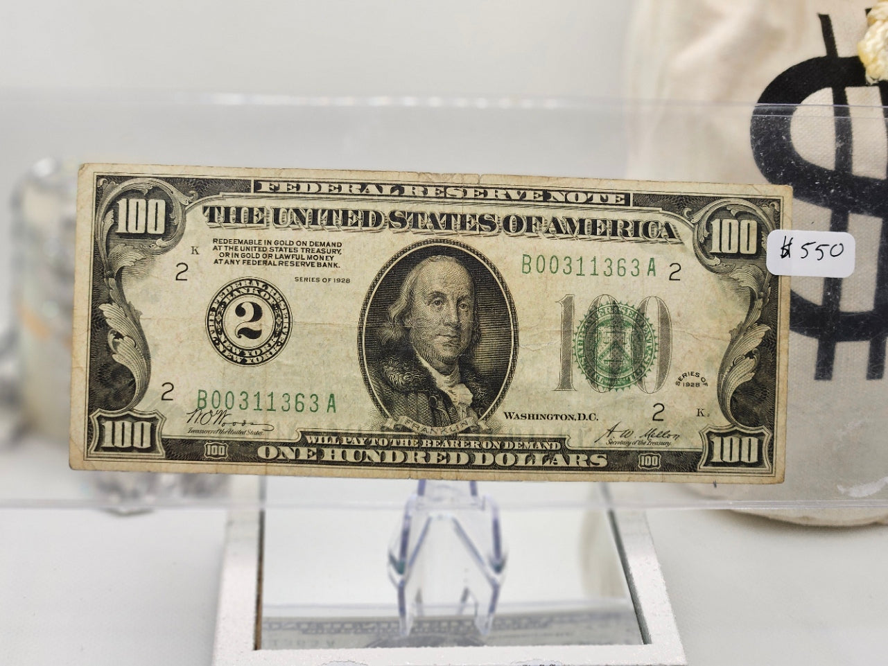 ((6 DIGIT)) $100 1928 (( New York )) Federal Reserve Note CURRENCY