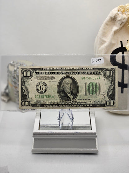 ((7 DIGIT)) $100 1934 (( Chicago Illinois )) Federal Reserve Bank Note CURRENCY