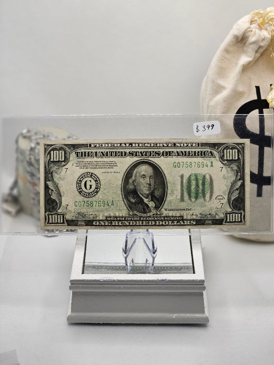 ((7 DIGIT)) $100 1934 (( Chicago Illinois )) Federal Reserve Bank Note CURRENCY
