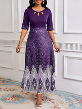 Load image into Gallery viewer, Flawless Floral Print Cut Out Dress - Chic Half Sleeves &amp; Stylish Crew Neck - Perfect for Parties &amp; Banquets - Feminine Elegance - Premium Womens Clothing
