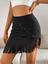 Load image into Gallery viewer, Micro Elasticity Solid Color Tassel Ruched Beaded Bodycon Skirt - Stretchy Polyester Fabric, Elegant Casual Wear for Spring &amp; Summer - Womens Clothing for All Seasons
