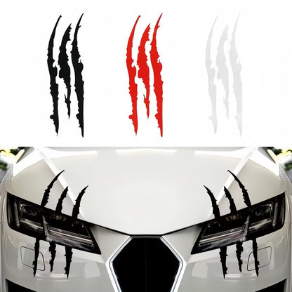 Vinyl Horror Claw Car Decals 2-Pack, Geometric Self-Adhesive Scratch Stickers for Vehicles - Glossy Finish, Horror Themed Embellishment, Half-Moon Shape, Suitable for Car Windows, Body, Motorcycles, Halloween Decor