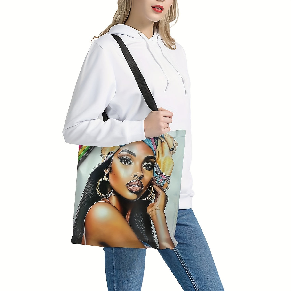Vibrant African Print Women'S Shoulder Bag - Spacious & Durable, Ideal For Beach, Shopping & Groceries - Leak-Proof Polyester Tote With Wrist Strap, Perfect Gift For Her