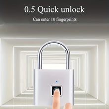 Load image into Gallery viewer, 1pc Mini Smart Fingerprint Padlock, Security Door Lock, Antitheft Keyless USB Rechargeable Lock For Suitcase Luggage
