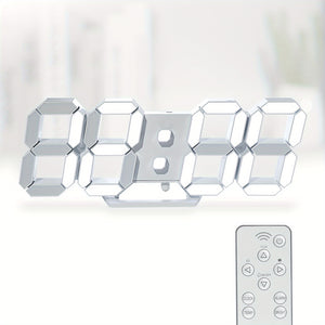 KOMUGI 9.7" Digital LED Wall Clock with Remote Control - USB Powered, Auto Dimmable, Alarm, Large Display for Bedroom & Living Room, Living Room Decor | Cubeshaped Design | Durable LED Numerals, Clock for Living Room